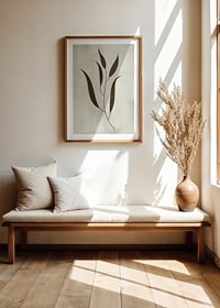 Graphic illustration of brown leaves against beige background-8