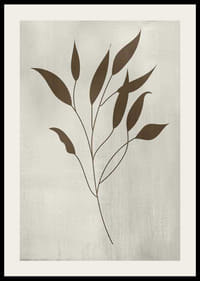 Grafische illustratie van bruine bladeren op een tak tegen een beige achtergrond-2