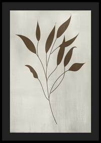 Grafische illustratie van bruine bladeren op een tak tegen een beige achtergrond-4