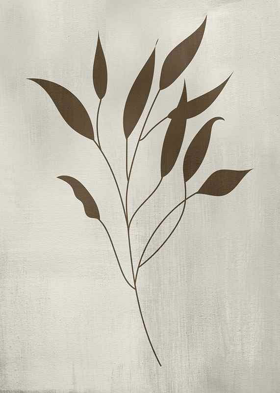Grafisk illustration av bruna blad på gren mot beige bakgrund-12