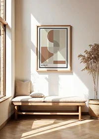 Abstract geometric shapes in beige and rust red shades-2