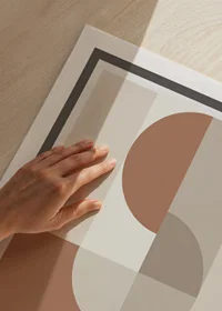 Abstract geometric shapes in beige and rust red shades-3