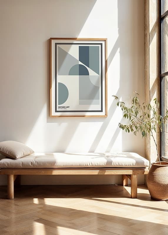Illustrazione grafica con forme geometriche in blu e grigio-12