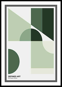 Abstract geometric shapes in green shades against white background-0