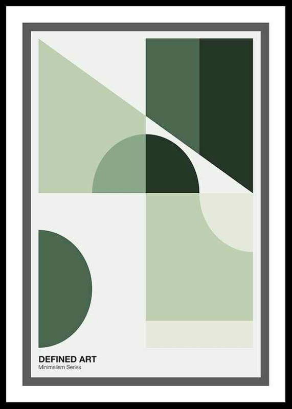 Abstract geometric shapes in green shades against white background-12