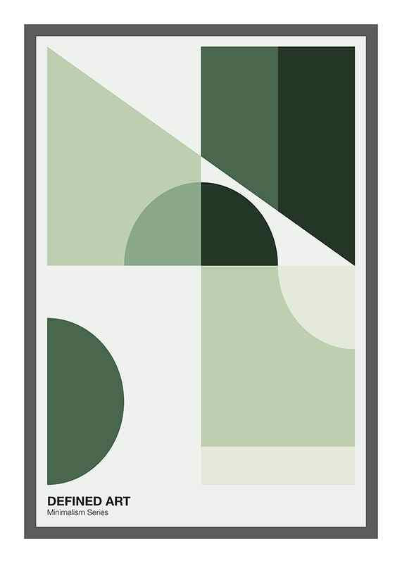 Abstract geometric shapes in green shades against white background-12