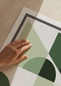Abstract geometric shapes in green shades against white background-3