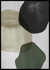 Abstract overlapping shapes in black, beige and green-6