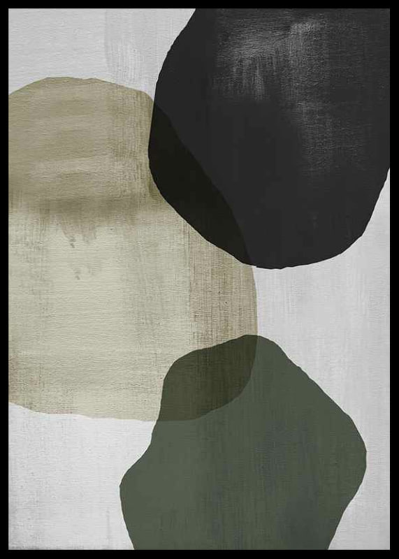 Abstract overlapping shapes in black, beige and green-12