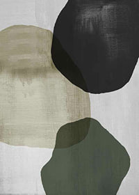 Abstract overlapping shapes in black, beige and green-7