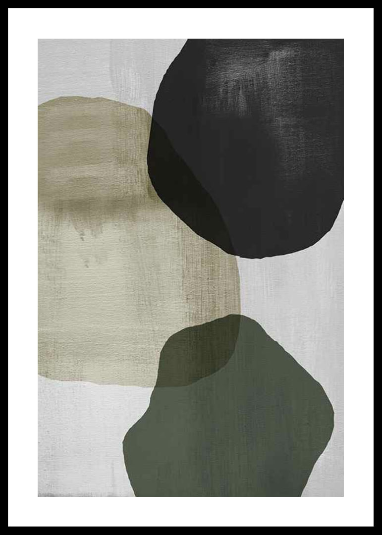 Abstract overlapping shapes in black, beige and green-12
