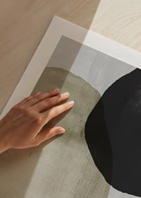 Abstract overlapping shapes in black, beige and green-9