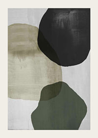 Abstract overlapping shapes in black, beige and green-3