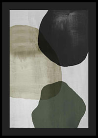 Abstract overlapping shapes in black, beige and green-4