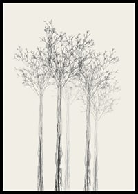Sketchy trees with thin branches on sand-colored background-6