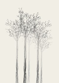 Sketchy trees with thin branches on sand-colored background-7
