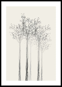 Sketchy trees with thin branches on sand-colored background-0