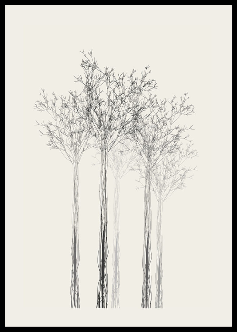 Vázlatos fák vékony ágakkal homokszínű háttéren-12