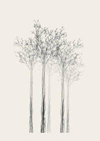 Sketchy trees with thin branches on sand-colored background-3