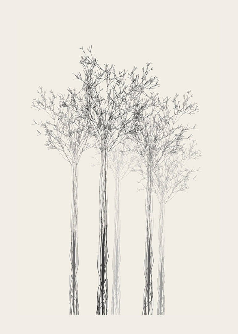 Sketchy trees with thin branches on sand-colored background-12