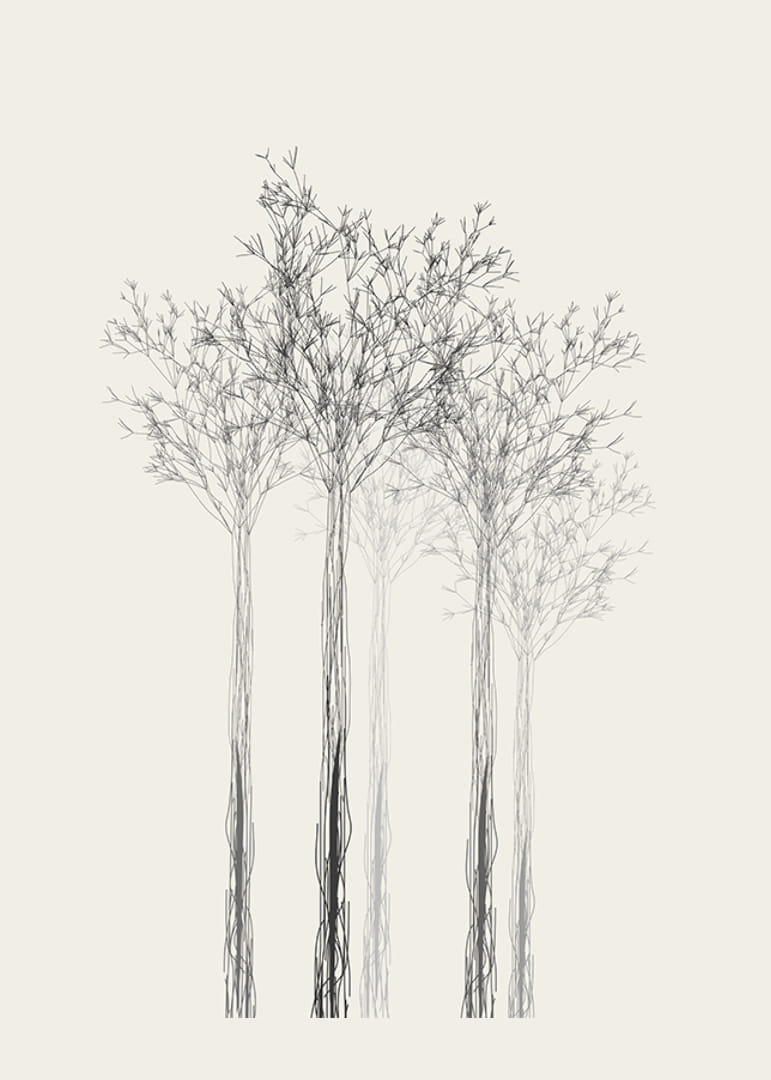 Vázlatos fák vékony ágakkal homokszínű háttéren-12