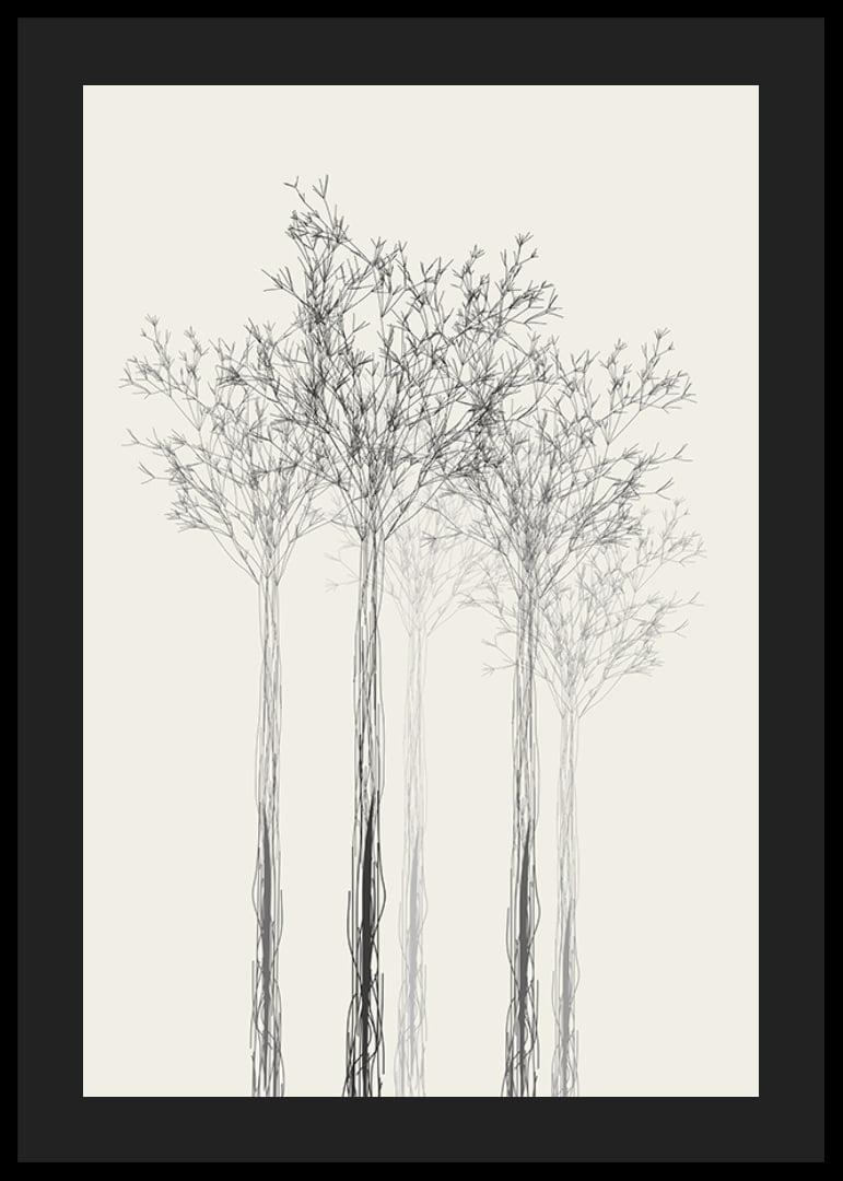 Sketchy trees with thin branches on sand-colored background-12