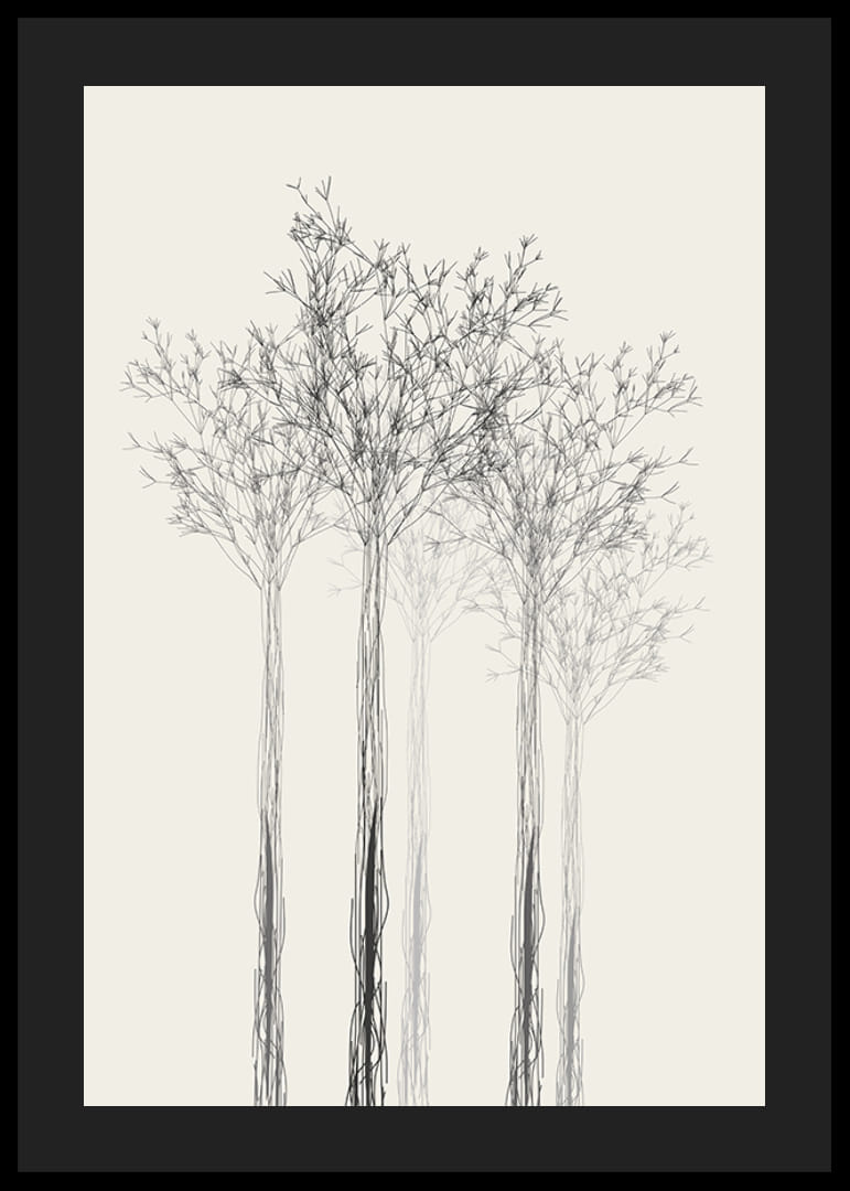 Vázlatos fák vékony ágakkal homokszínű háttéren-12