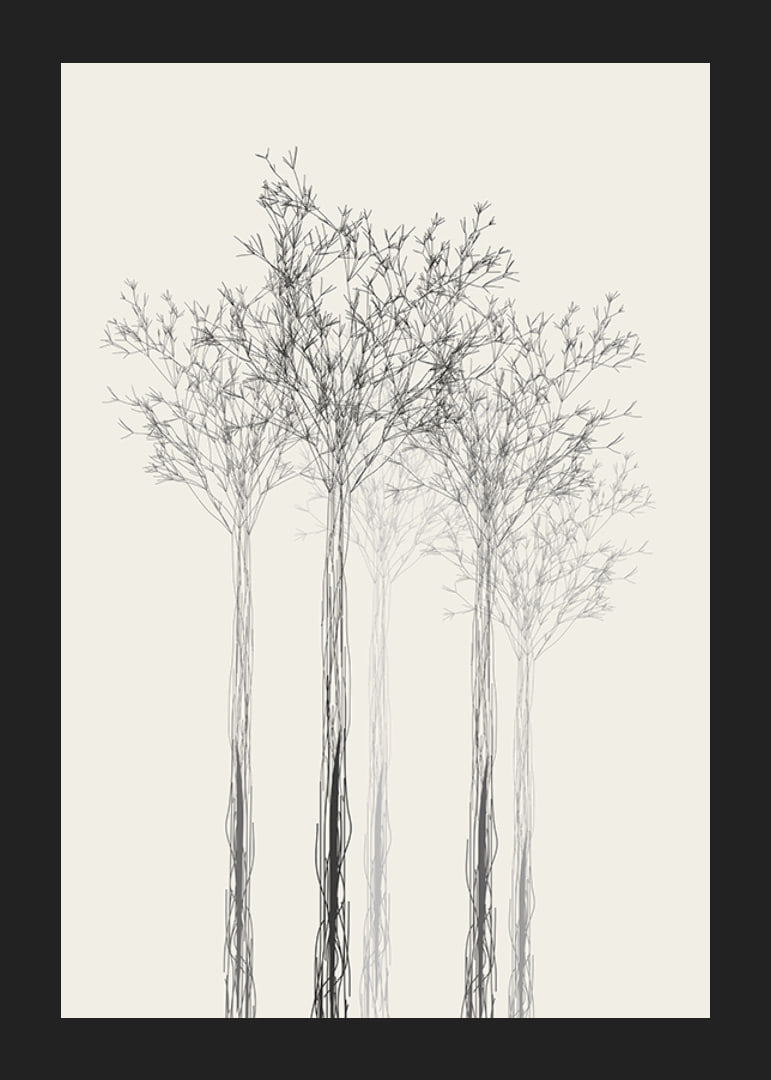 Sketchy trees with thin branches on sand-colored background-12