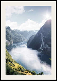 Geirangerio fjordo su aukštais kalnais ir kriokliais nuotrauka-2