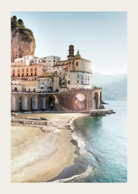 Photograph of Amalfi Coast town by cliffs and sea-3