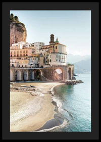 Photograph of Amalfi Coast town by cliffs and sea-4