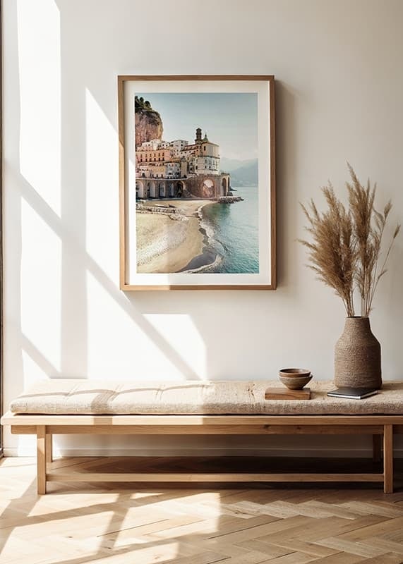 Photograph of Amalfi Coast town by cliffs and sea-12