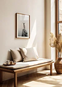 Photographic ibex with curved horns on cliff, foggy background-8