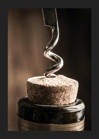 Close-up of corkscrew in wine bottle with warm tone-5