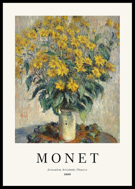 Impressionist bouquet of yellow flowers in vase by Monet-12
