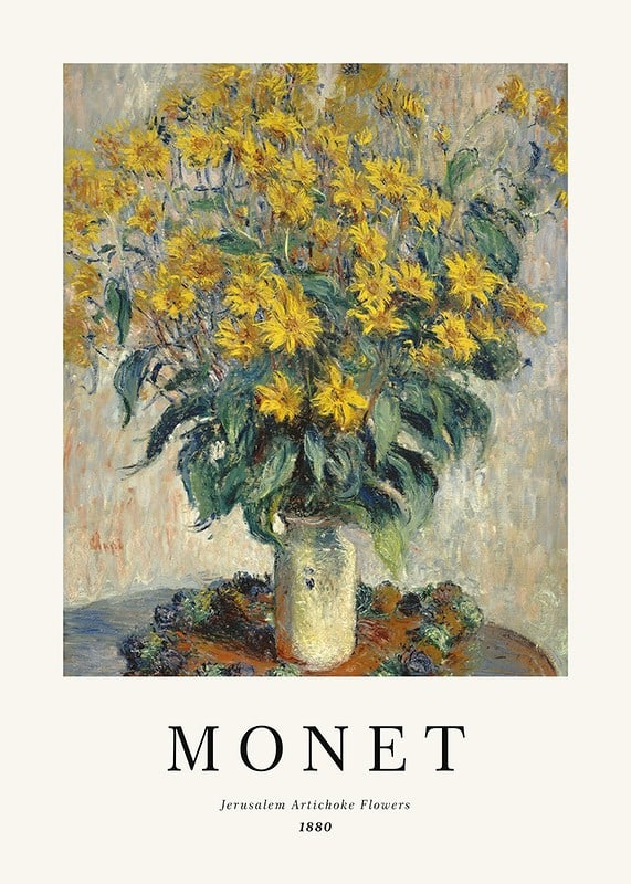 Impressionist bouquet of yellow flowers in vase by Monet-12
