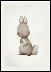 Akvarellillustration av brun hare mot ljus bakgrund-2