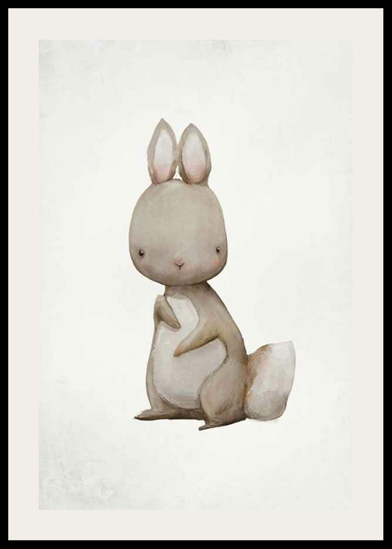 Akvarellillustration av brun hare mot ljus bakgrund-12