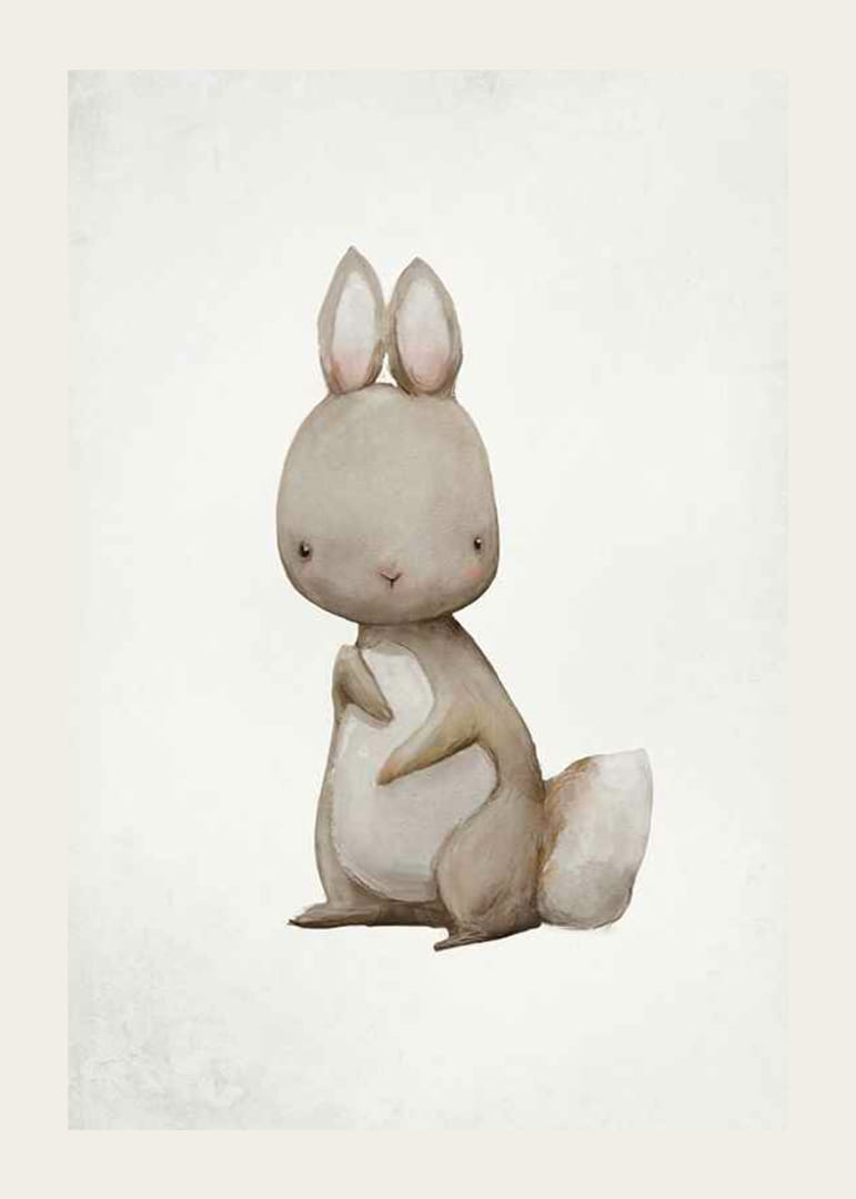 Akvarellillustration av brun hare mot ljus bakgrund-12