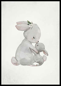 Akvarellillustration av kaninmamma som kramar unge-6