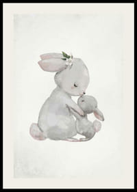 Akvarell illustrasjon av morkanin som klemmer baby-2