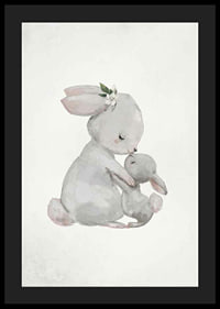 Akvarellillustration av kaninmamma som kramar unge-4