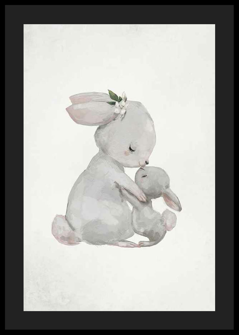 Akvarell illustrasjon av morkanin som klemmer baby-12