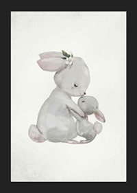 Akvarellillustration av kaninmamma som kramar unge-5