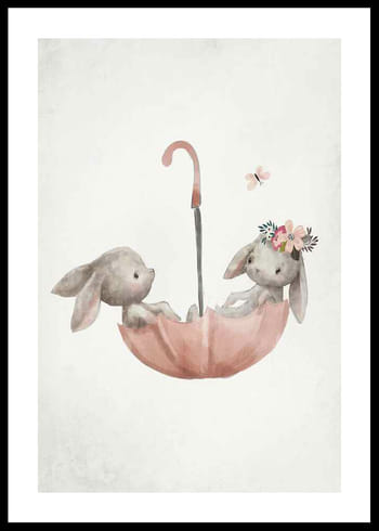 Poster Watercolor Rabbit Friends