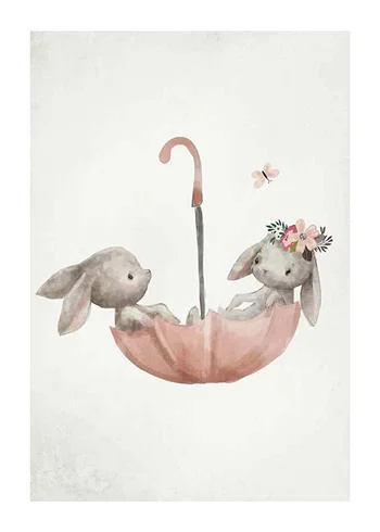 Poster Watercolor Rabbit Friends