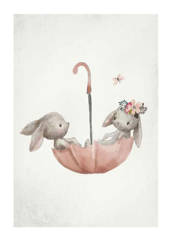 Poster Watercolor Rabbit Friends