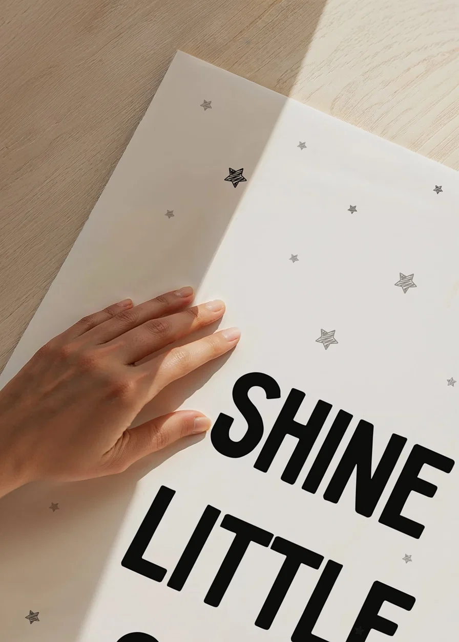 Text illustration with black letters and small stars-12