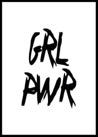 Handwritten black text GRL PWR on white background-0