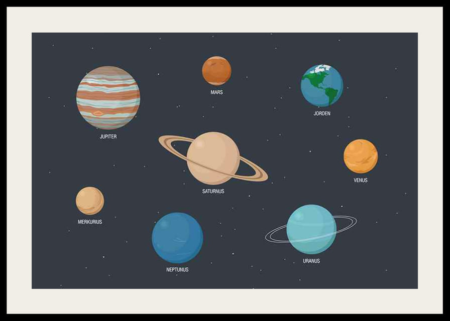 Illustrerade planeter i solsystemet på mörk bakgrund-12